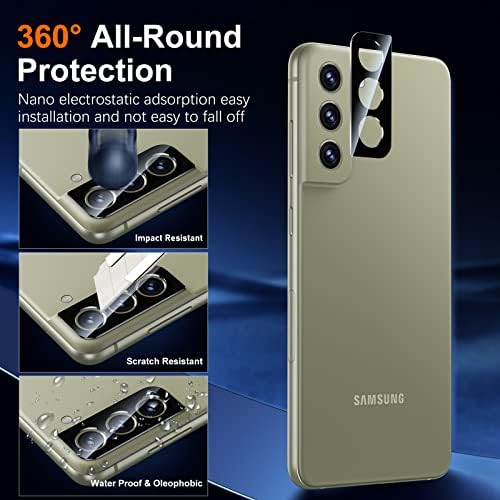 Uniqueme [3+2 חבילה] עבור Samsung Galaxy S21 Fe 5G מגן מסך, [קשה יותר מספיר טבעי] זכוכית מחוסמת ומגן עדשות